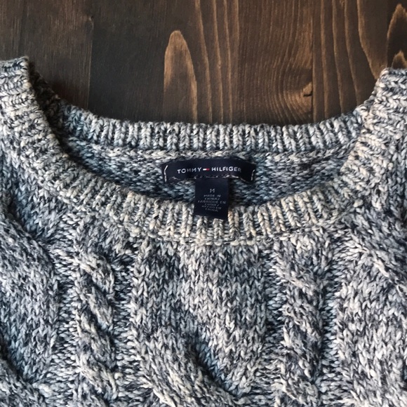 Tommy Hilfiger blue/gray cable knit sweater - Picture 2 of 3